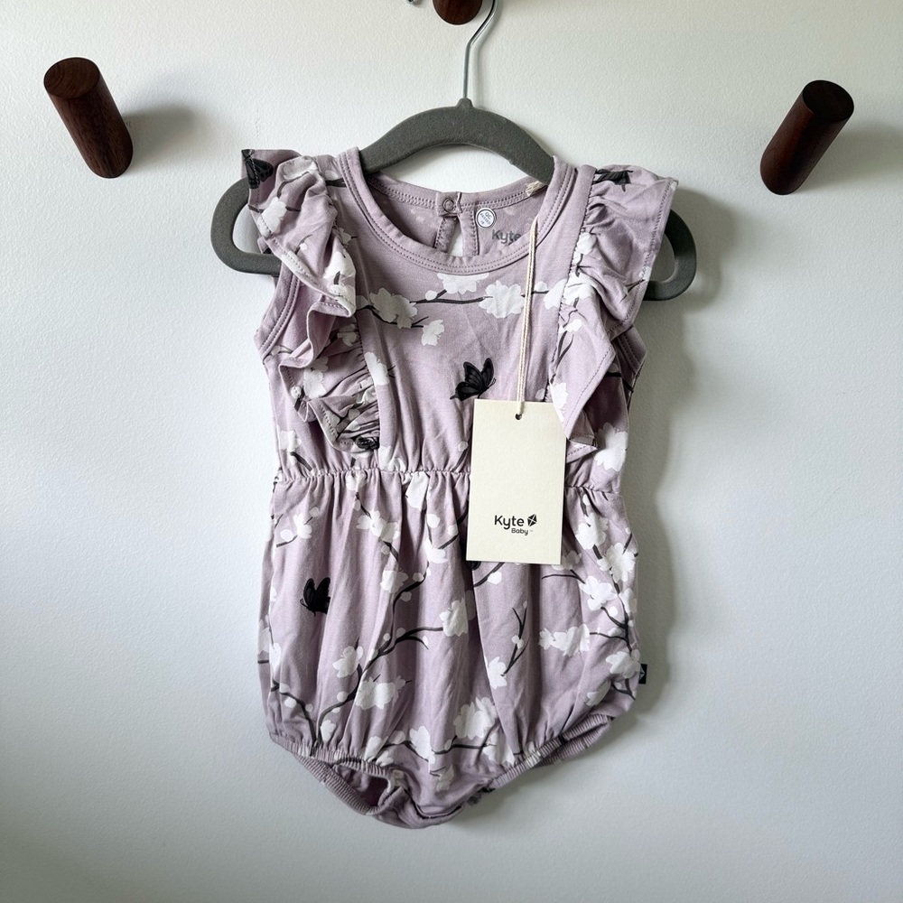 Kyte BABY Lavender Cherry Blossom Bubble Romper